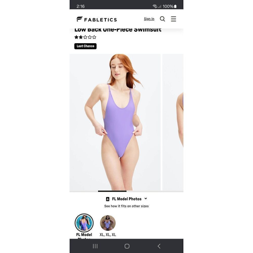New Small Fabletic Wild Wisteria Purple NOA Sexy One Piece Swimsuit Bathing Suit